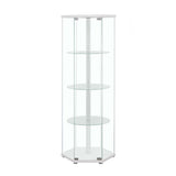 Zahavah White and Clear 4-Shelf Hexagon Shaped Curio Cabinet from Coaster - Luna Furniture