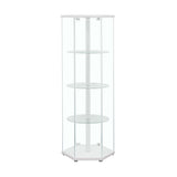 Zahavah White and Clear 4-Shelf Hexagon Shaped Curio Cabinet from Coaster - Luna Furniture
