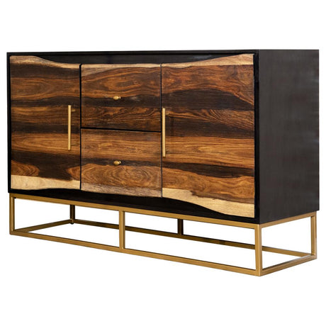 Zara Black Walnut and Gold 2-Door Accent Cabinet from Coaster - Luna Furniture