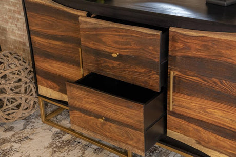Zara Black Walnut and Gold 2-Door Accent Cabinet from Coaster - Luna Furniture