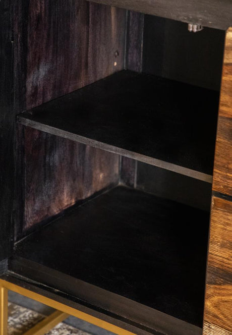 Zara Black Walnut and Gold 2-Door Accent Cabinet from Coaster - Luna Furniture