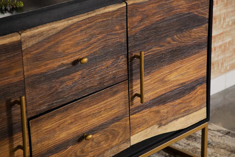 Zara Black Walnut and Gold 2-Door Accent Cabinet from Coaster - Luna Furniture