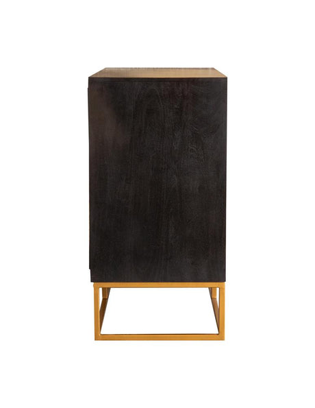 Zara Black Walnut and Gold 2-Drawer Accent Cabinet from Coaster - Luna Furniture