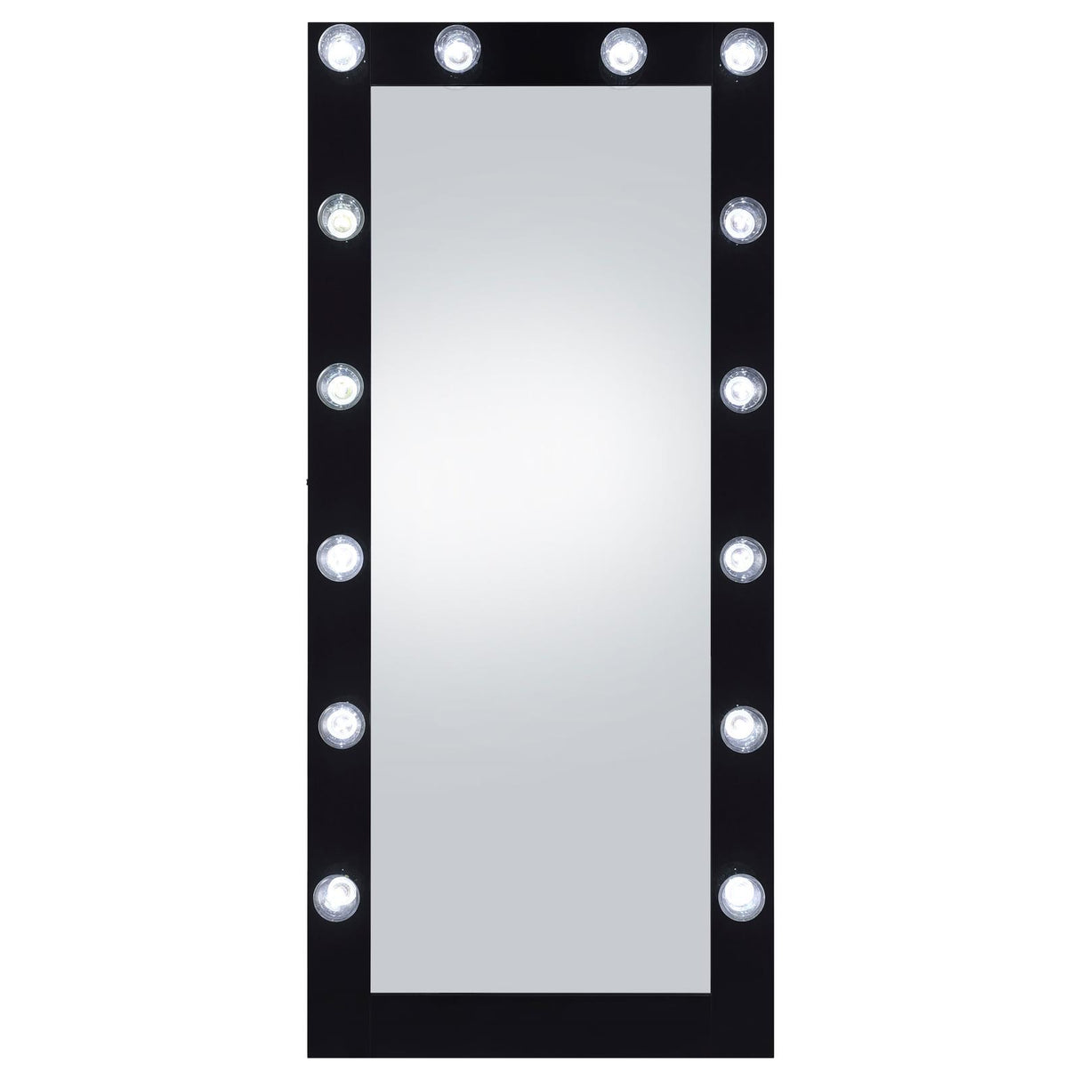 Zayan Black High Gloss Full Length Floor Mirror With Lighting from Coaster - Luna Furniture