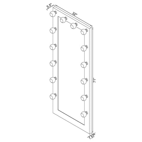 Zayan Black High Gloss Full Length Floor Mirror With Lighting from Coaster - Luna Furniture