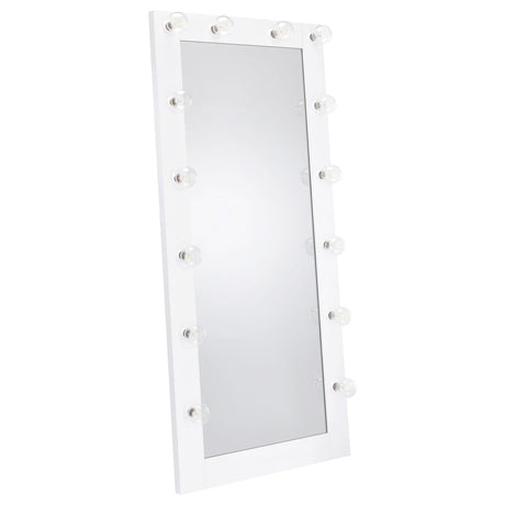 Zayan White High Gloss Full Length Floor Mirror With Lighting from Coaster - Luna Furniture