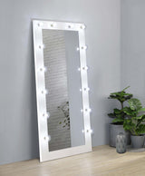 Zayan White High Gloss Full Length Floor Mirror With Lighting from Coaster - Luna Furniture