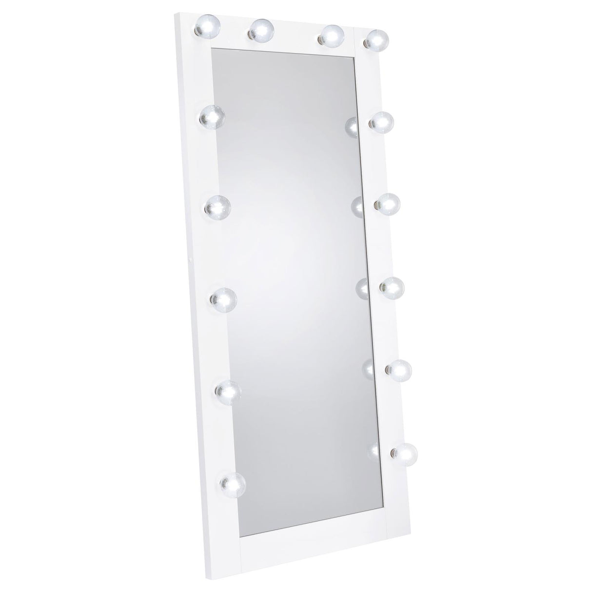Zayan White High Gloss Full Length Floor Mirror With Lighting from Coaster - Luna Furniture