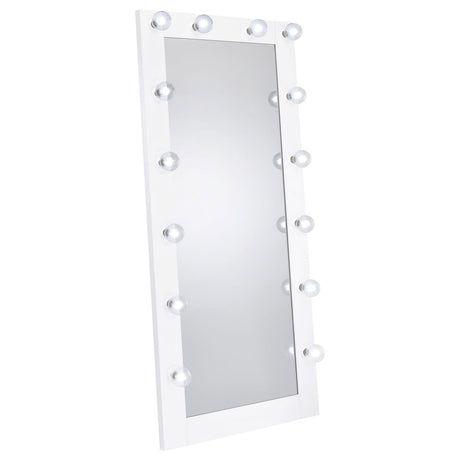 Zayan White High Gloss Full Length Floor Mirror With Lighting from Coaster - Luna Furniture