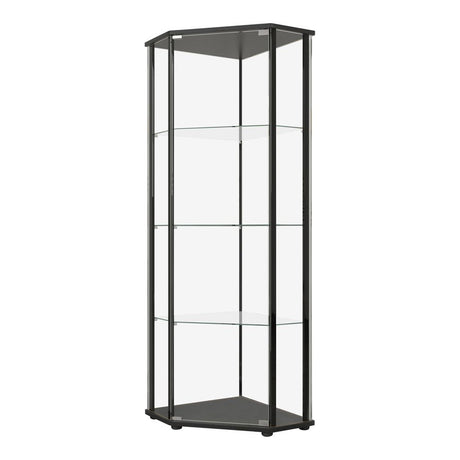 Zenobia Clear and Black Glass Shelf Curio Cabinet from Coaster - Luna Furniture