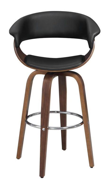 Zion Walnut and Black Upholstered Swivel Bar Stool from Coaster - Luna Furniture