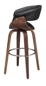 Zion Walnut and Black Upholstered Swivel Bar Stool from Coaster - Luna Furniture