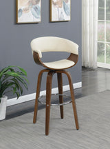 Zion Walnut and Ecru Upholstered Swivel Bar Stool from Coaster - Luna Furniture