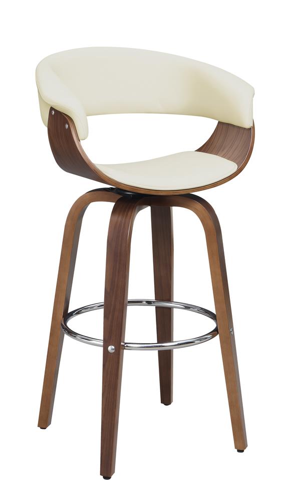 Zion Walnut and Ecru Upholstered Swivel Bar Stool from Coaster - Luna Furniture