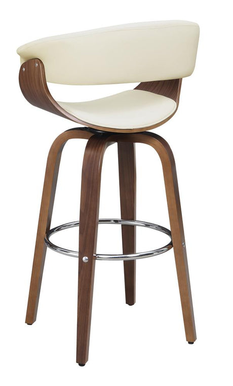 Zion Walnut and Ecru Upholstered Swivel Bar Stool from Coaster - Luna Furniture