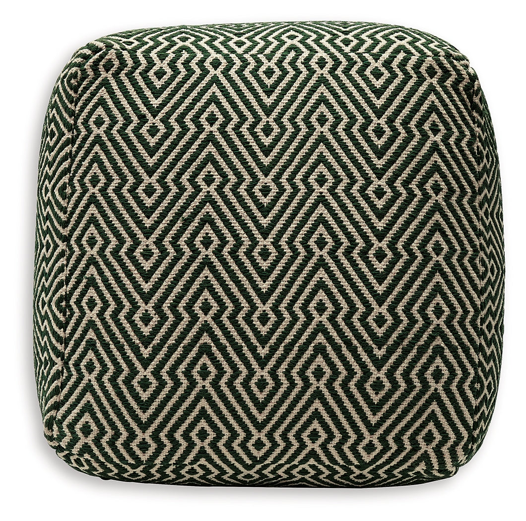 Abacy Green/Ivory Pouf from Ashley - Luna Furniture