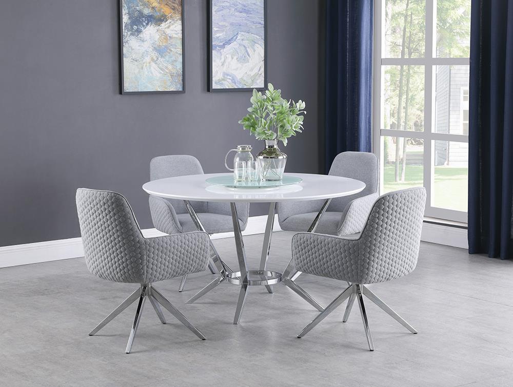 Abby White and Light Gray 5-Piece Dining Set from Coaster - Luna Furniture