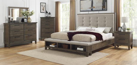 Watson Gray King Upholstered Storage Panel Bed