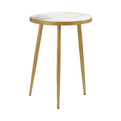 Acheson Round Accent Table White and Gold - 930060 - Luna Furniture