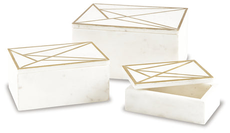 Ackley White/Brass Finish Box, Set of 3 - A2000492 - Luna Furniture