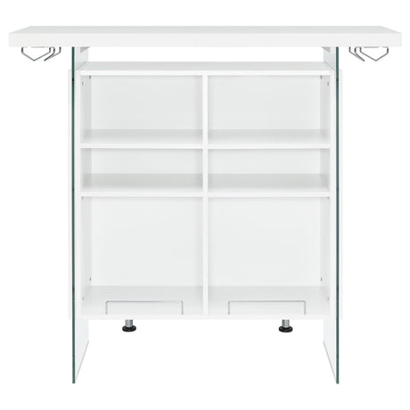 Edgerton Dark Oak and Chrome Round Wood Top Bar Table from Coaster - Luna Furniture