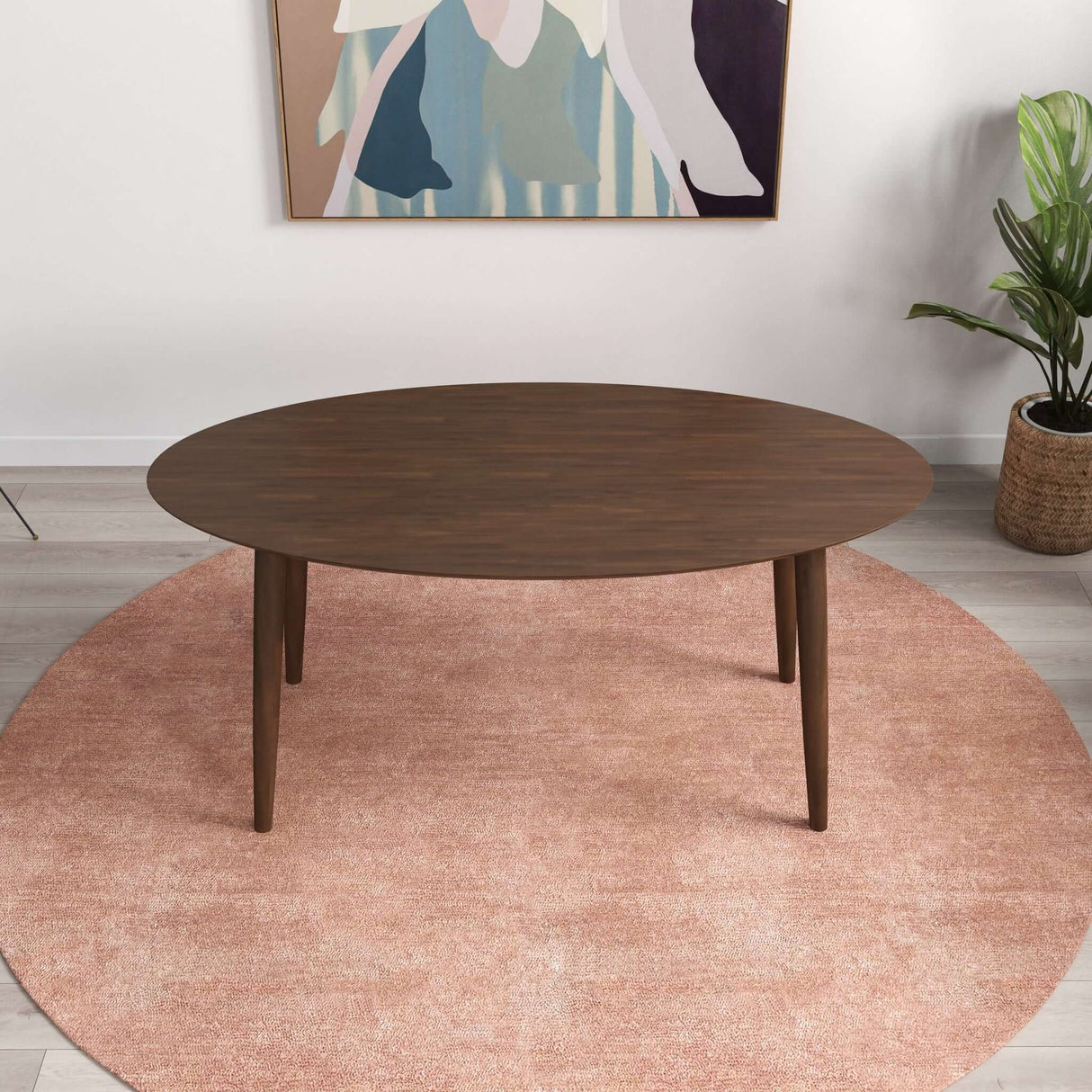 Ada Mid Century Modern Style Solid Wood Walnut Oval Dining Table Walnut/White Top - AFC00137 - Luna Furniture