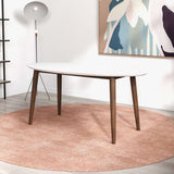 Ada Mid Century Modern Style Solid Wood Walnut Oval Dining Table Walnut/White Top - AFC00137 - Luna Furniture