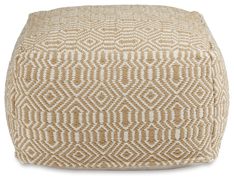 Adamont Tan/Ivory Pouf from Ashley - Luna Furniture