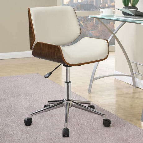 Addington Adjustable Height Office Chair Ecru and Chrome - 800613 - Luna Furniture