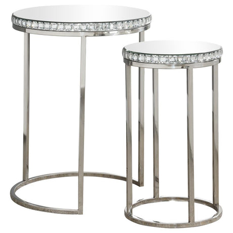  Addison 2-piece Round Nesting Table Silver - 930227 - Luna Furniture