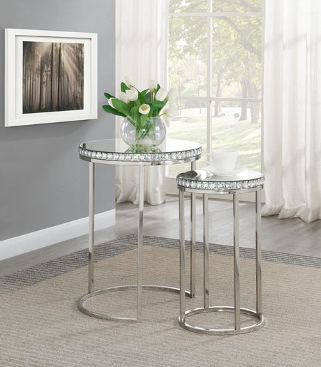  Addison 2-piece Round Nesting Table Silver - 930227 - Luna Furniture