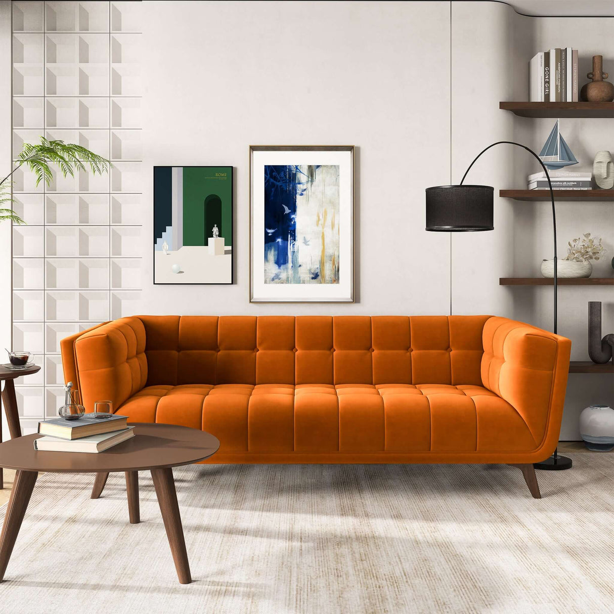 Kano Burnt Orange Velvet Large Sofa from Ashcroft Furniture - Luna Furniture