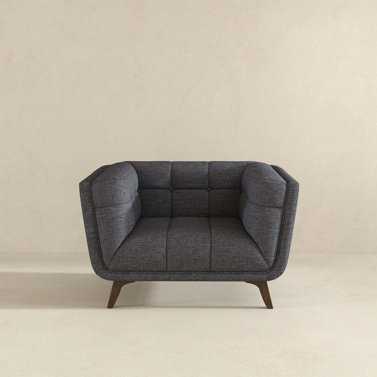 Addison Mid Century Modern Seaside Grey Linen Lounge Chair - AFC00321 - Luna Furniture
