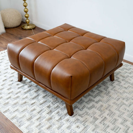 Addison Square Upholstered Ottoman Dark Grey Linen - AFC00075 - Luna Furniture