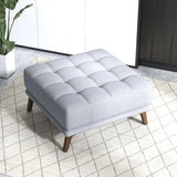 Kano Dark Gray Linen Square Upholstered Ottoman from Midinmod - Luna Furniture