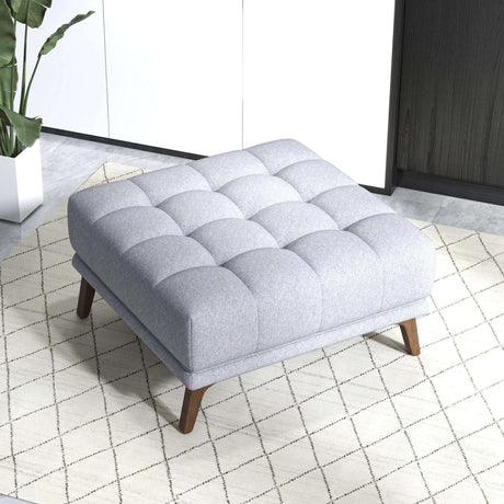 Kano Dark Gray Linen Square Upholstered Ottoman from Midinmod - Luna Furniture