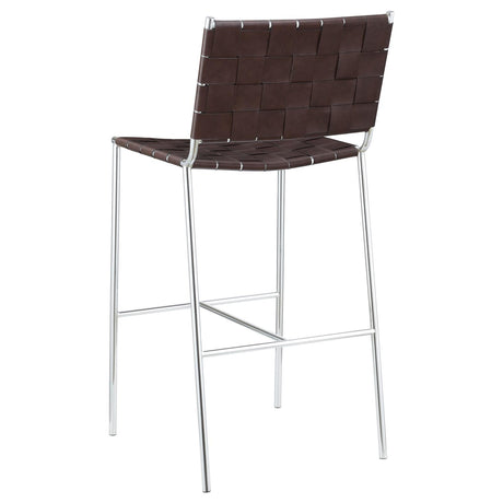 Adelaide Brown and Chrome Upholstered Bar Stool with Open Back from Coaster - Luna Furniture