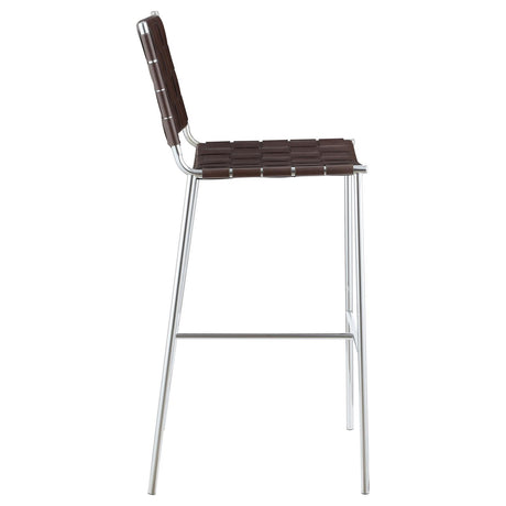 Adelaide Brown and Chrome Upholstered Bar Stool with Open Back from Coaster - Luna Furniture