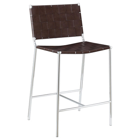 Adelaide Upholstered Counter Height Stool with Open Back Brown and Chrome - 183583 - Luna Furniture