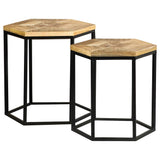 Adger Natural and Black 2-Piece Hexagon Nesting Tables from Coaster - Luna Furniture