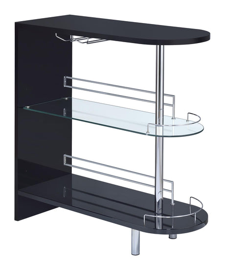 Adolfo Glossy Black and Clear 3-Tier Bar Table from Coaster - Luna Furniture