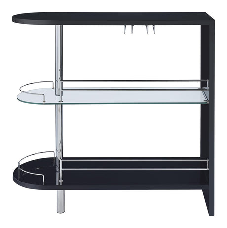 Adolfo Glossy Black and Clear 3-Tier Bar Table from Coaster - Luna Furniture