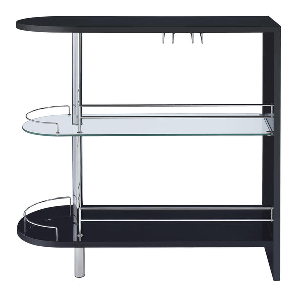 Adolfo 3-tier Bar Table Glossy Black and Clear - 101063 - Luna Furniture