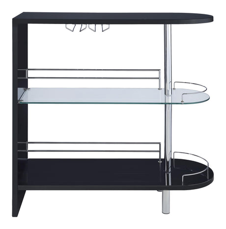 Adolfo Glossy Black and Clear 3-Tier Bar Table from Coaster - Luna Furniture