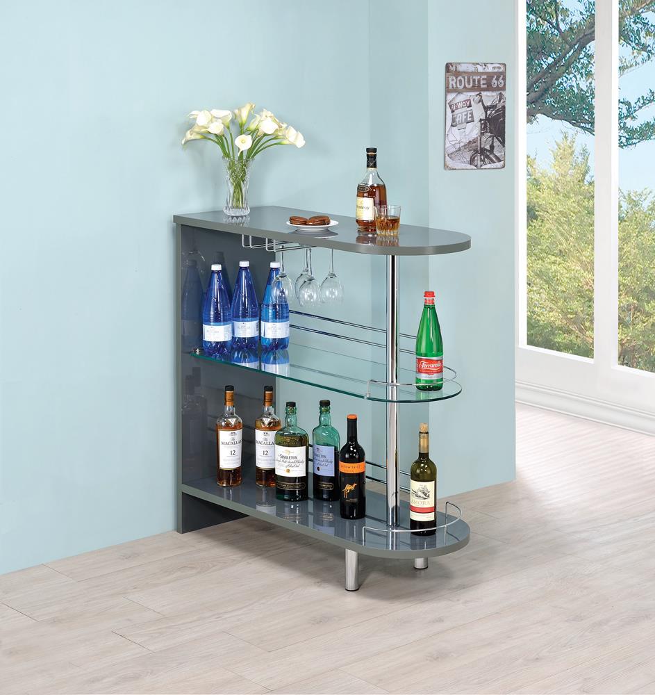 Adolfo Glossy Gray and Clear 3-Tier Bar Table from Coaster - Luna Furniture