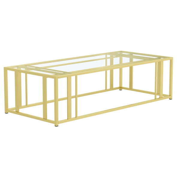 Adri Metal Frame Coffee Table Matte Brass - 723608 - Luna Furniture