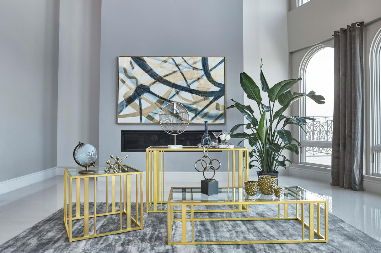 Adri Matte Brass Metal Frame Coffee Table from Coaster - Luna Furniture