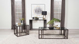 Adri Rectangular Glass Top Coffee Table Clear and Black Nickel - 708358 - Luna Furniture