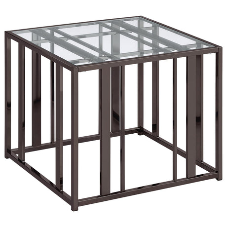 Adri Rectangular Glass Top End Table Clear and Black Nickel - 708357 - Luna Furniture