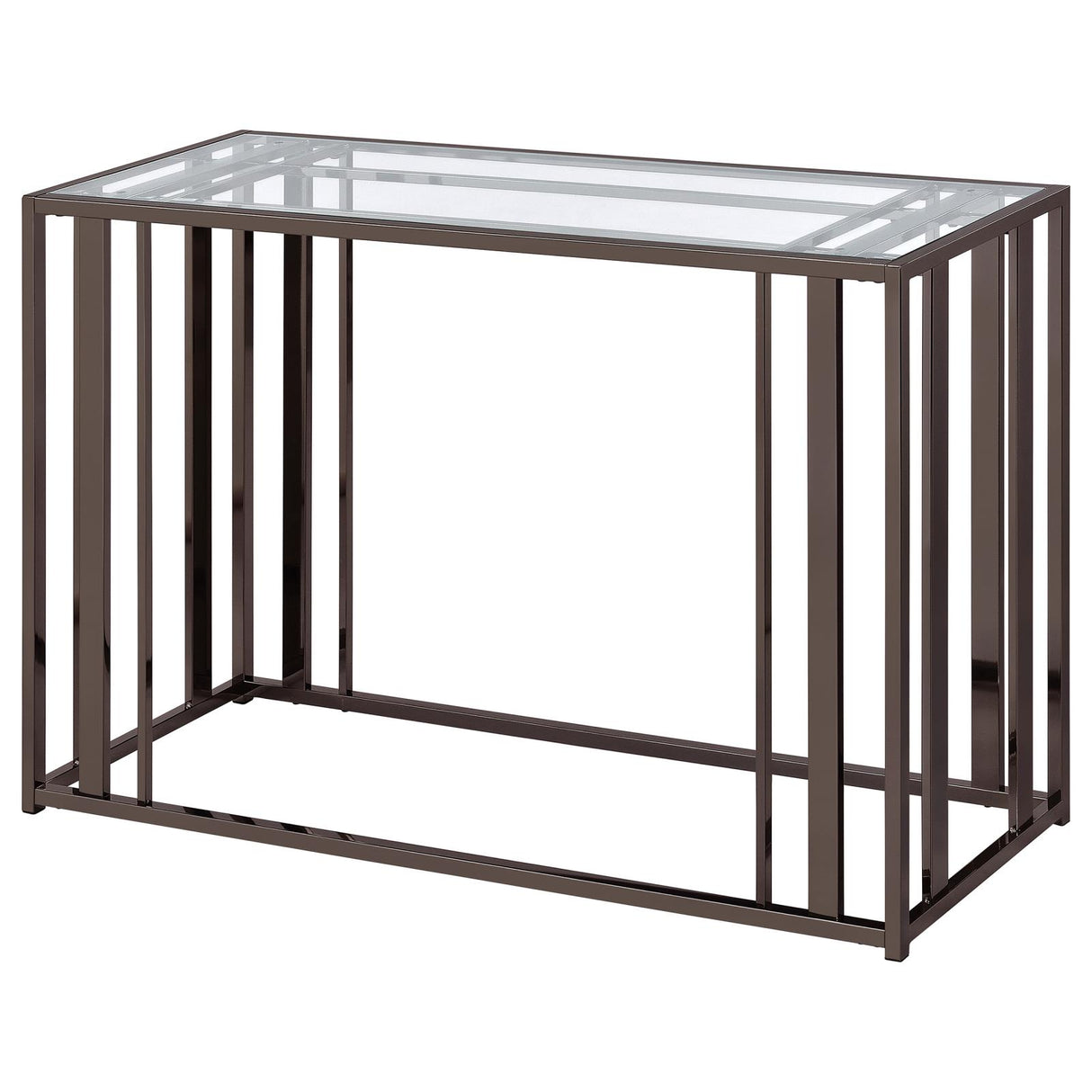 Adri Clear and Black Nickel Rectangular Glass Top Sofa Table from Coaster - Luna Furniture